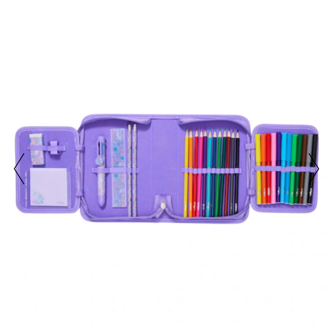 Smiggle Unicorn Pencil Case with pencils