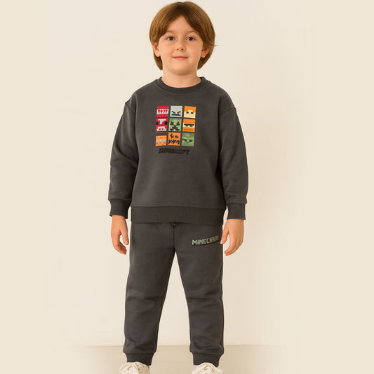 Dark Grey Outfit Minecraft Cotton Size 3-10y