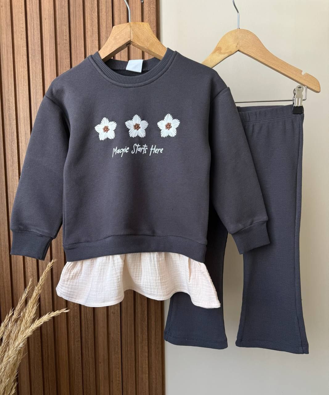 Outfit Cotton Flower Design Set Of 2 Pcs Size 2-8y