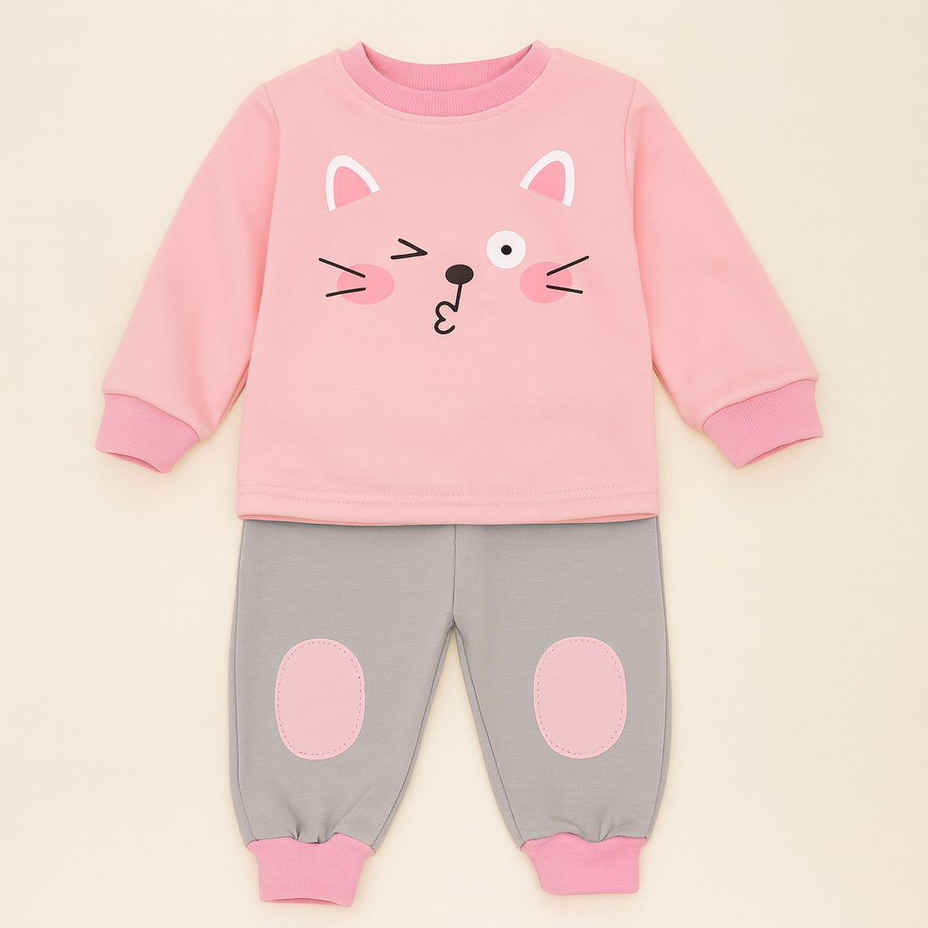 Pijama Warm For Girls Cat Design Size 2-3y
