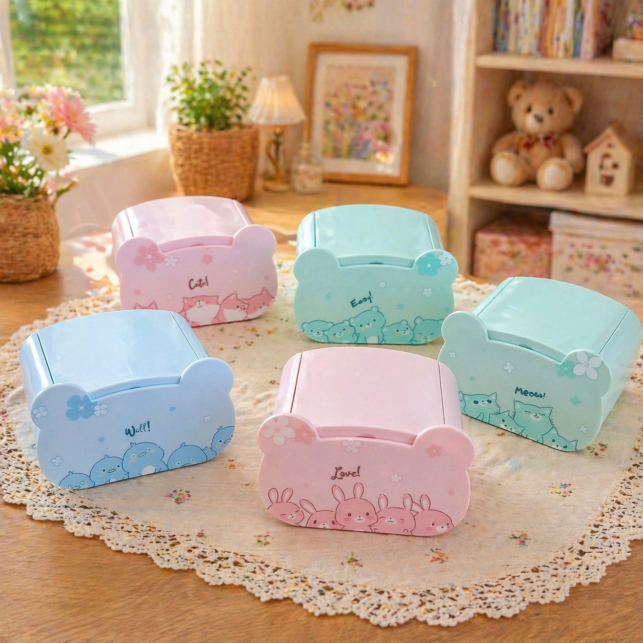 Cute Kids Vanity Storage Box With Mirror & Drawer