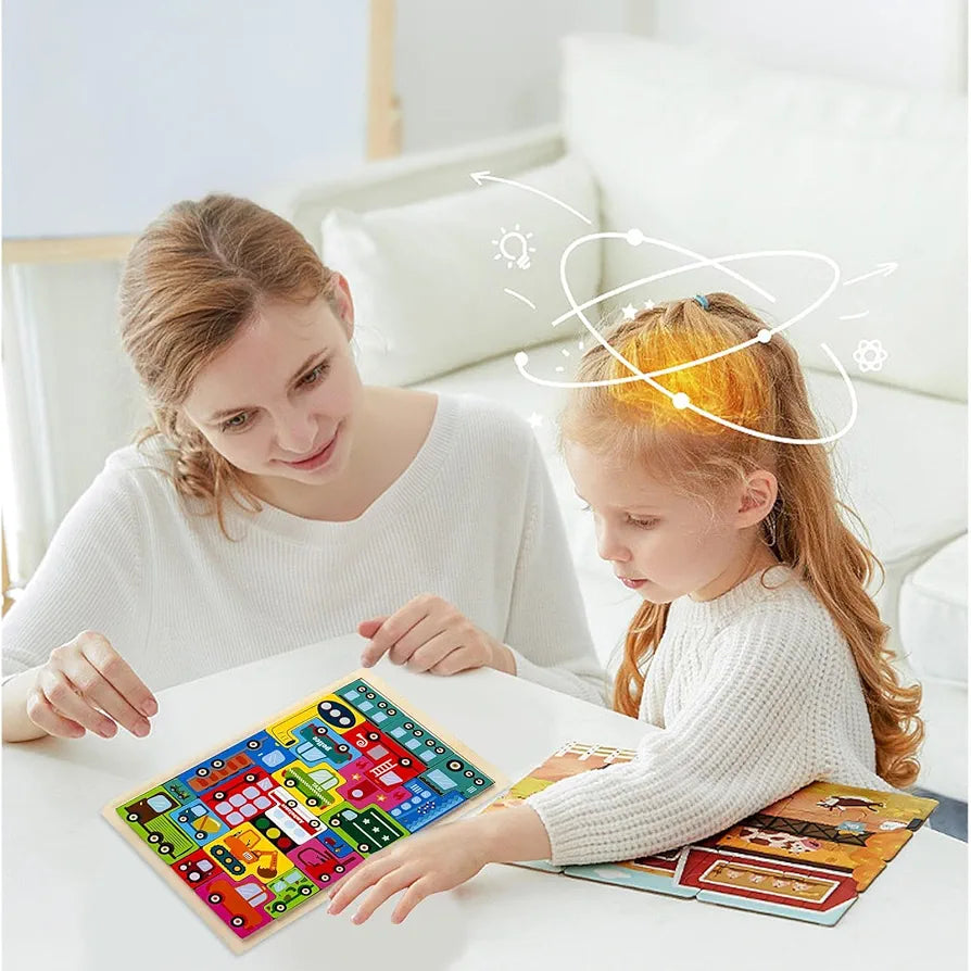 Puzzle Board Vehicles Colorful Educational Wooden Toy