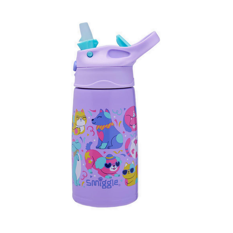Smiggle Bottle Stainless Steel Flip Drink Bottle | Kitties | 400Ml