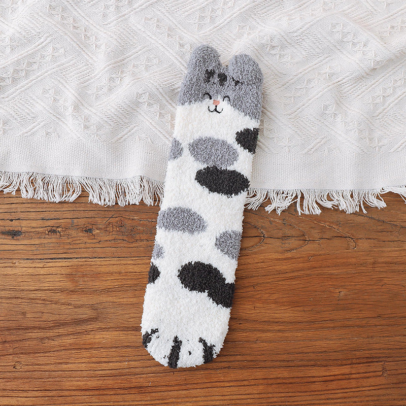 Winter Warm Plush Socks Cat Paw Design 35-40