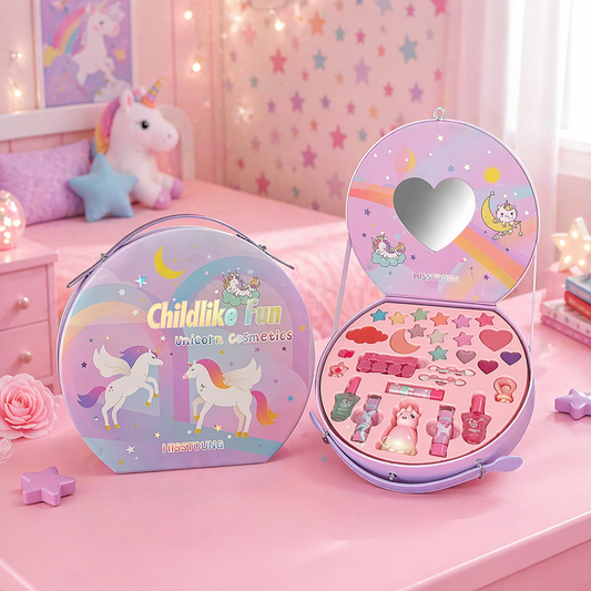 Childlike Fun Unicorn Cosmetics Play Set for Kids with bag