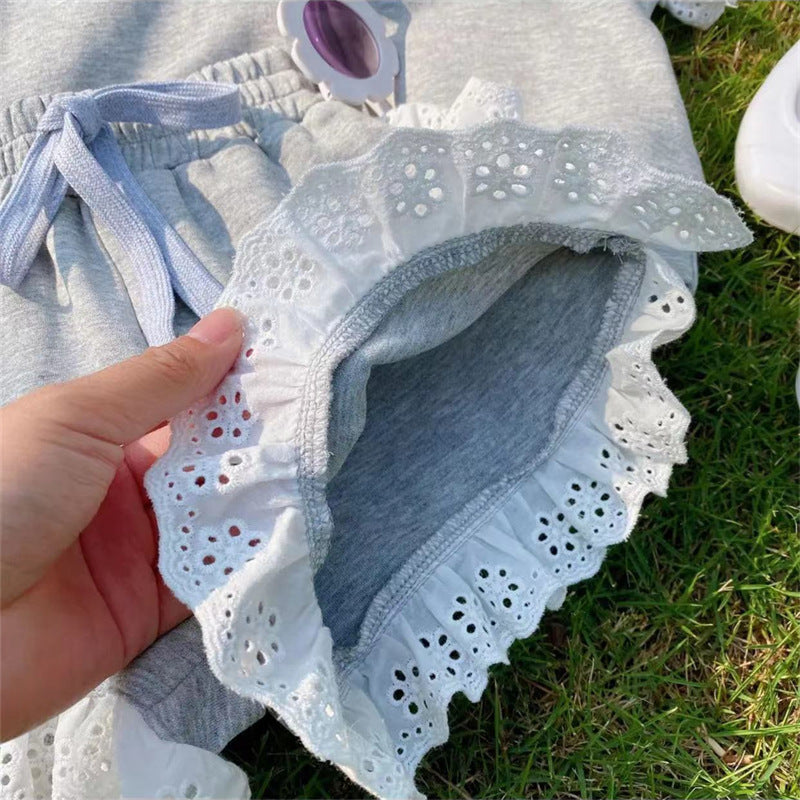Girls Elegant Summer Lace Trim Set | Size 2-8y