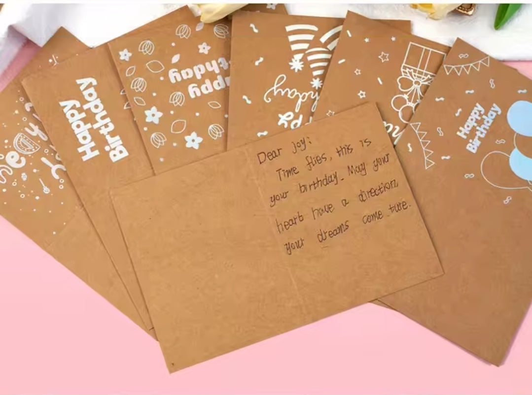 Birthday Card Craft Paper With Enveloppe 8pcs
