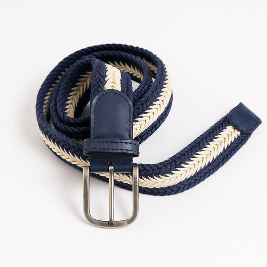 Braided Belt For Men Blue And White Selio