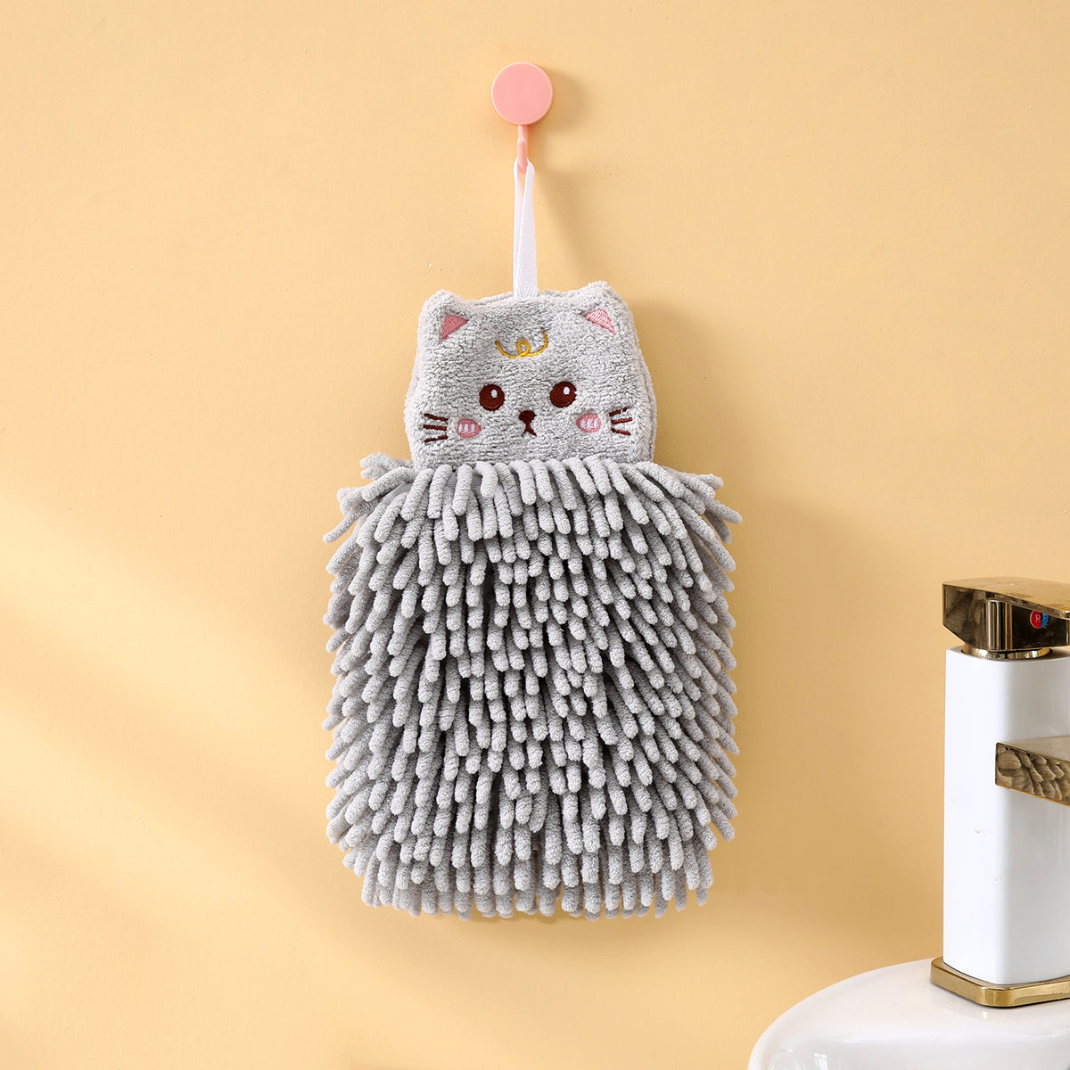 Cute Animal Chenille Hanging Hand Towel – 28 × 18 cm