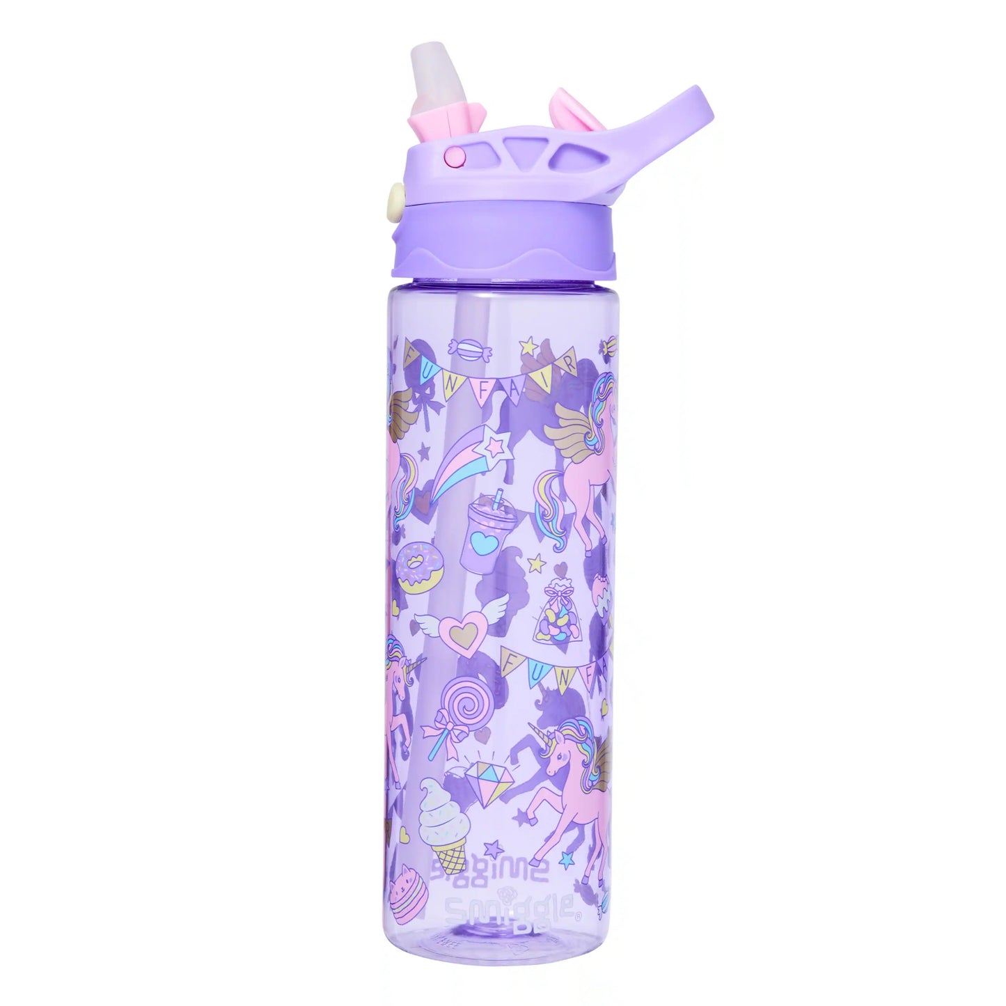 Smiggle Water Bottle - Purple  Unicorn | Sweets | 650ml