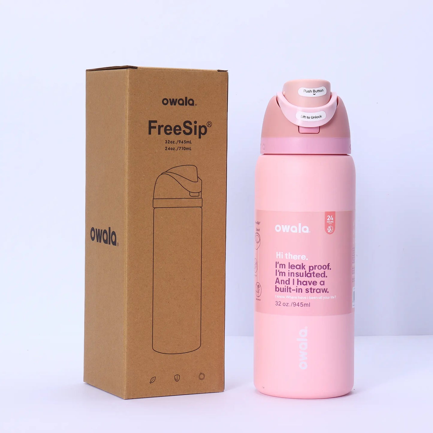 Owala Bottle Stainless Steel FreeSip Leak-proof | Rose Quartz | 710-950ml
