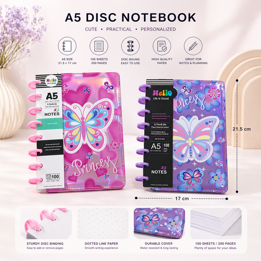 Butterfly Princess Disc Bound Notebook A5