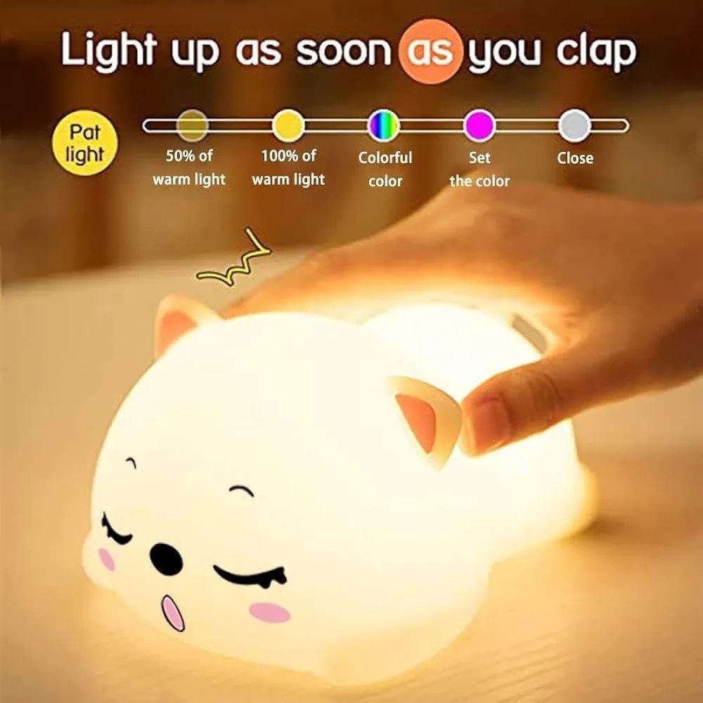 Snoring Cat Silicone Night Light | Usb Rechargeable | 3+