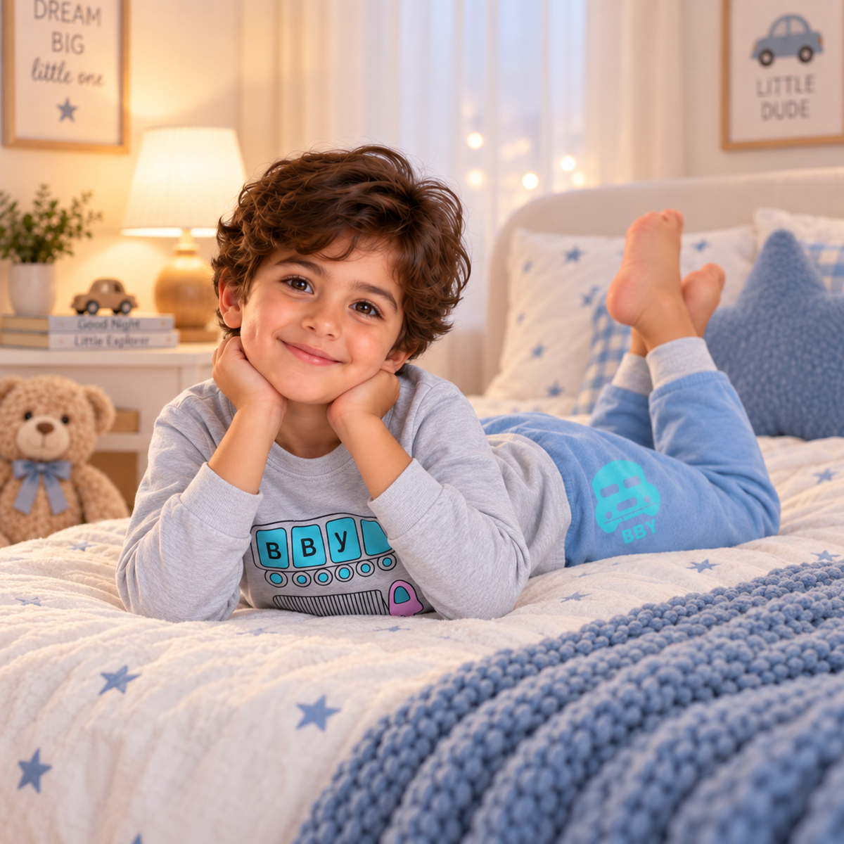 Boys’ 100% Cotton Bus Pajama Set | 1–6Y