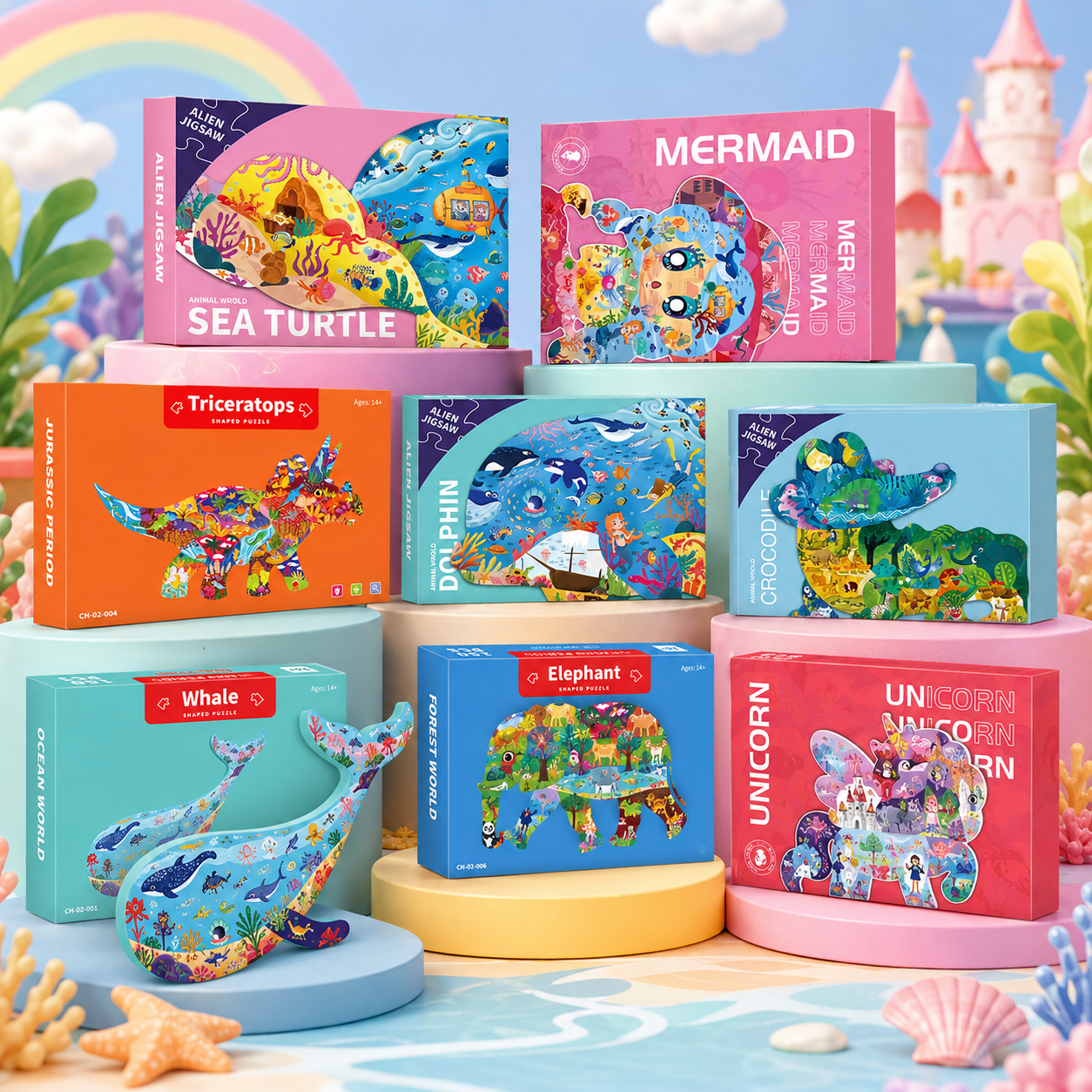 Shaped Jigsaw Puzzle Collection – Animal, Ocean, Dinosaur & Fantasy Designs