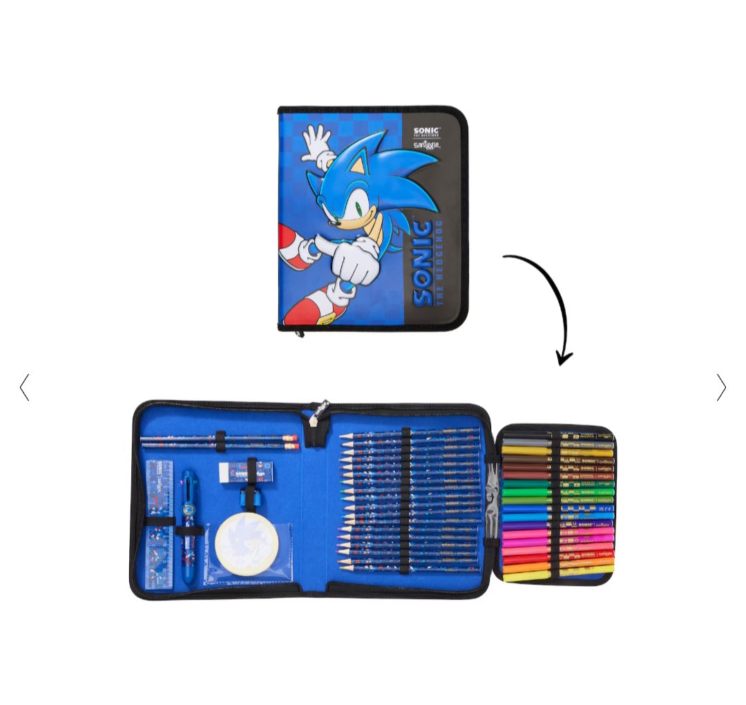 Smiggle Stationery Kit Zip It Pencil Case Sonic Design