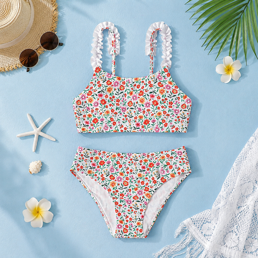 Girls Swimsuit Flower - 2pcs |Size 5-14y