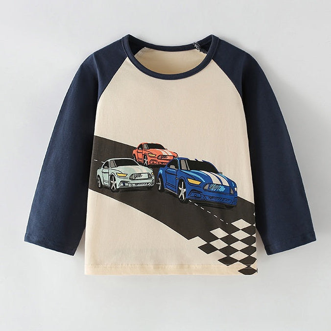 Top Long Sleeve Race Car Design Size 3-10y