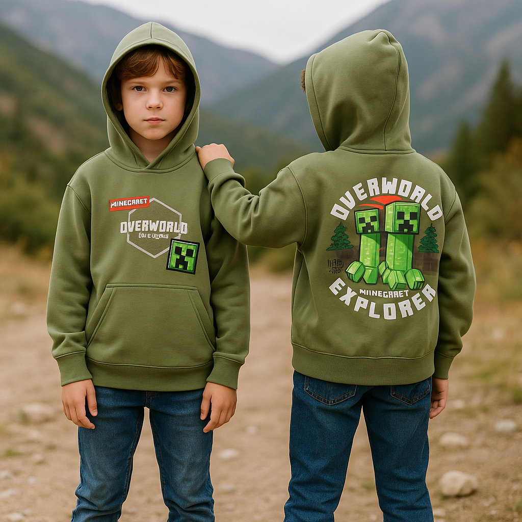 Hoodie Minecraft Design With Fleece 6-16y