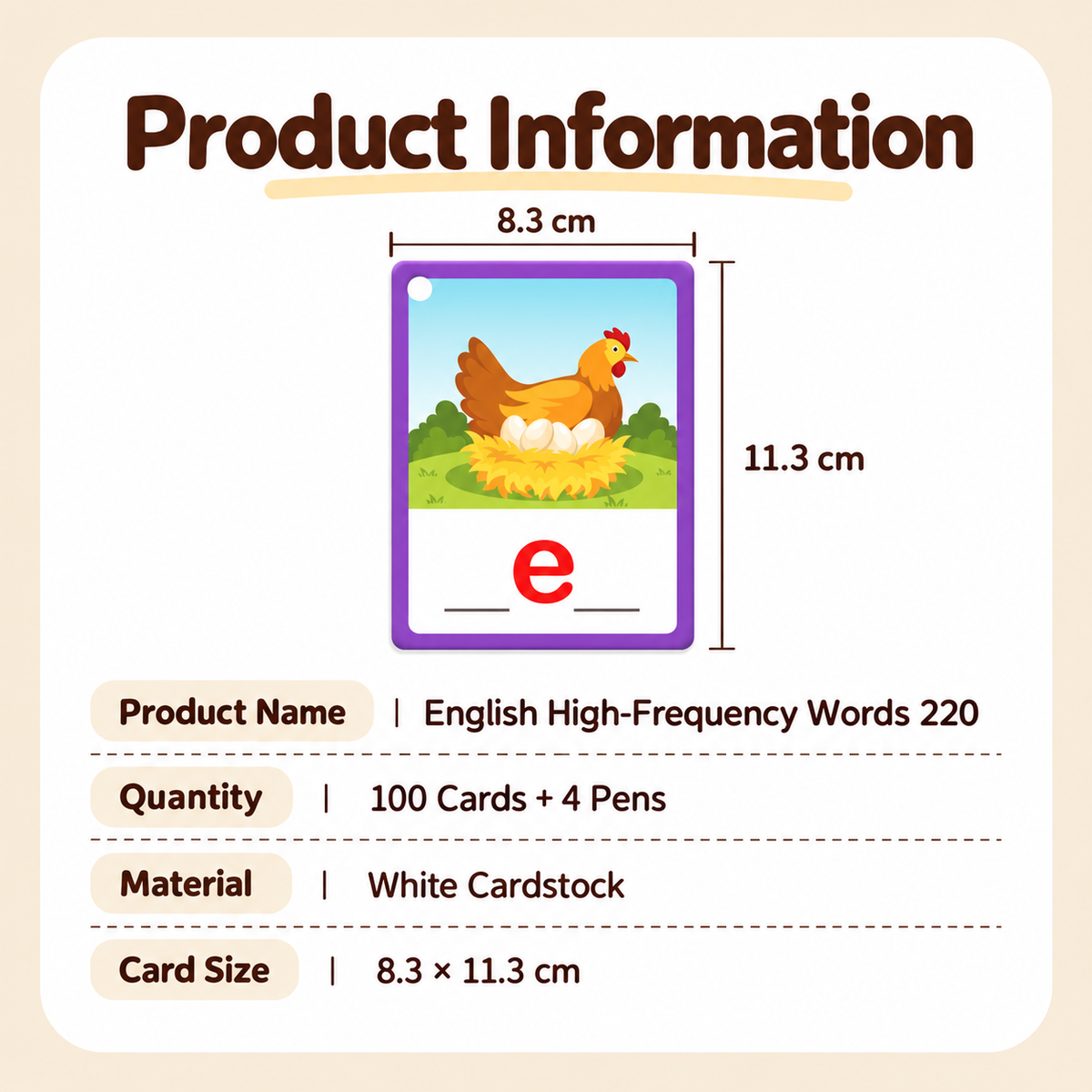 Words & Spelling Educational Flashcards Set – 100 Cards + 4 Pens | 3+| Size 13×9×5.5cm
