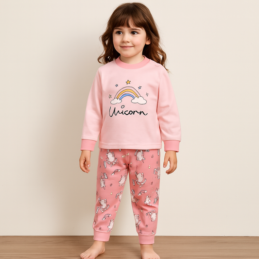 Cotton  100% Pyjama For Kids Long Sleeve Unicorn Design 1y
