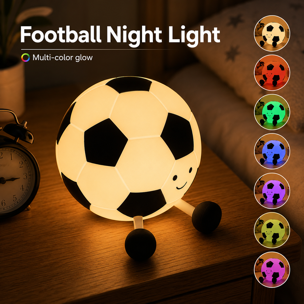 Football Night Light Multicolor Glow | Usb Rechargeable | 3+