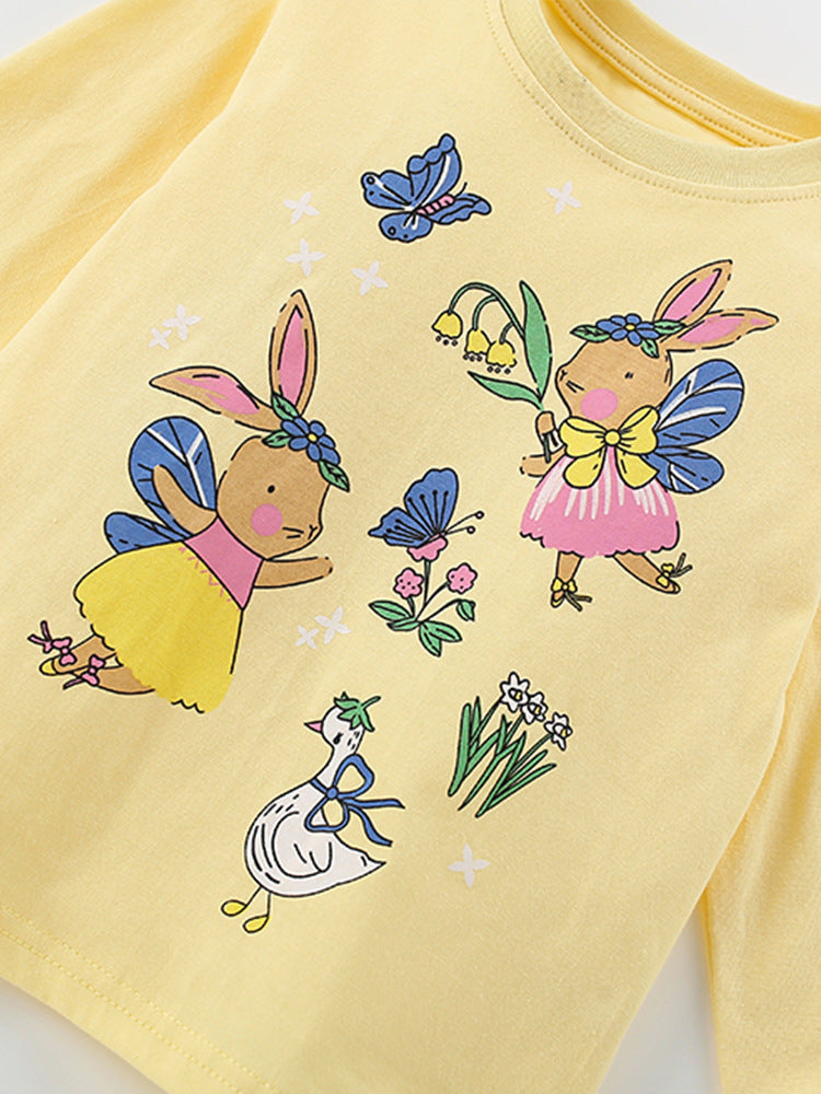 Girls Cotton Bunny Pajama Set | Size 3-10y
