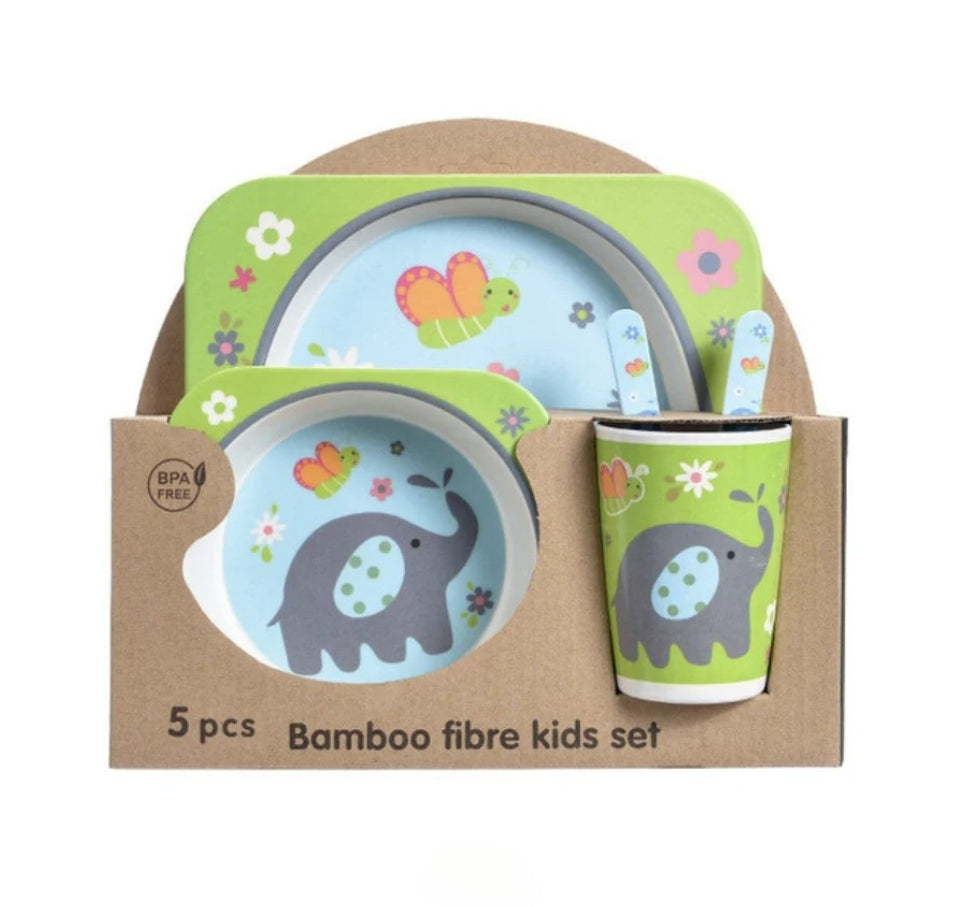 Set Kids Dinnerware Set - Children Dishes 100% Bamboo Fiber