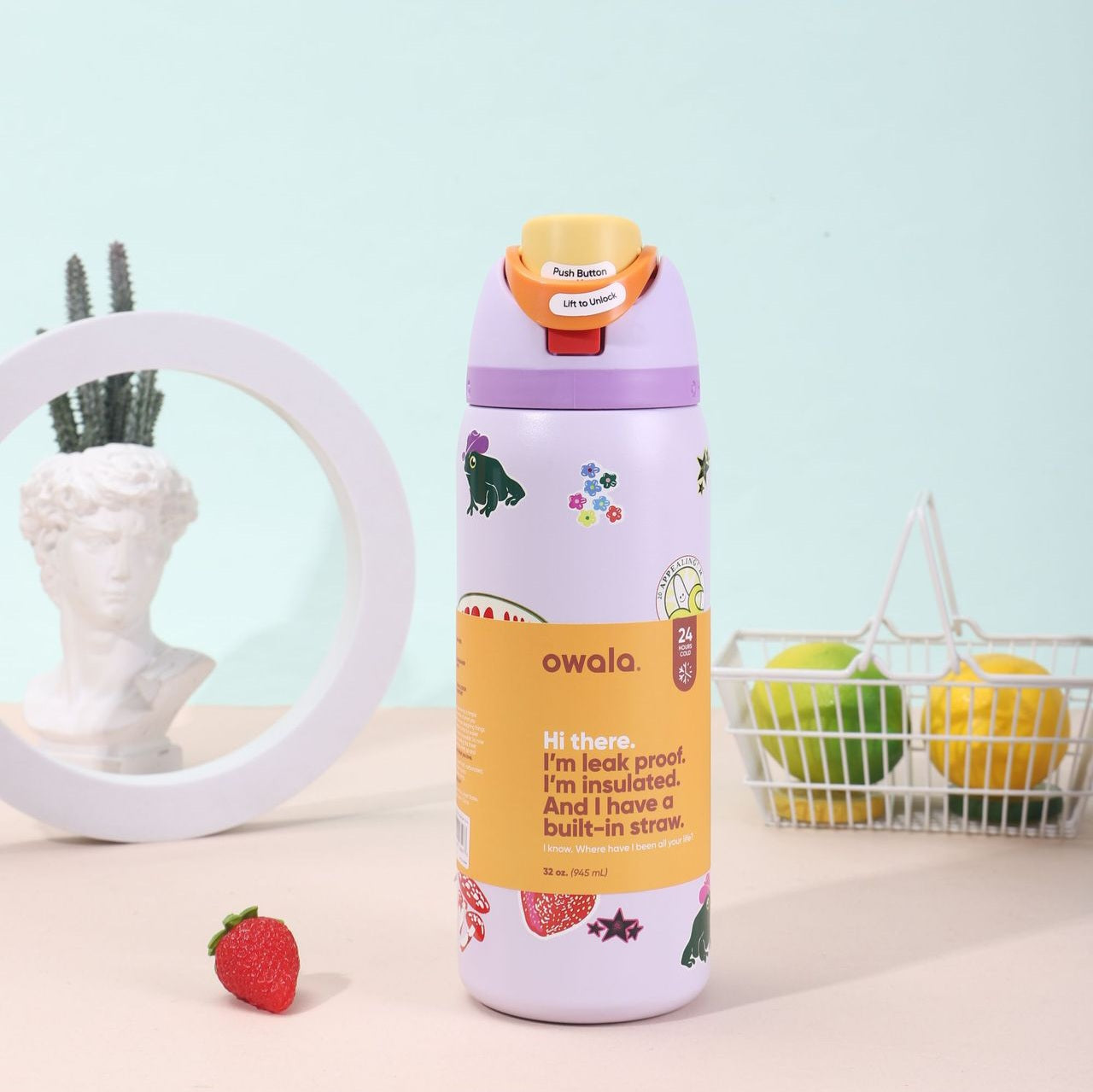 Owala Bottle Stainless Steel Free Sip Leak-proof Strawberry 710-950ml