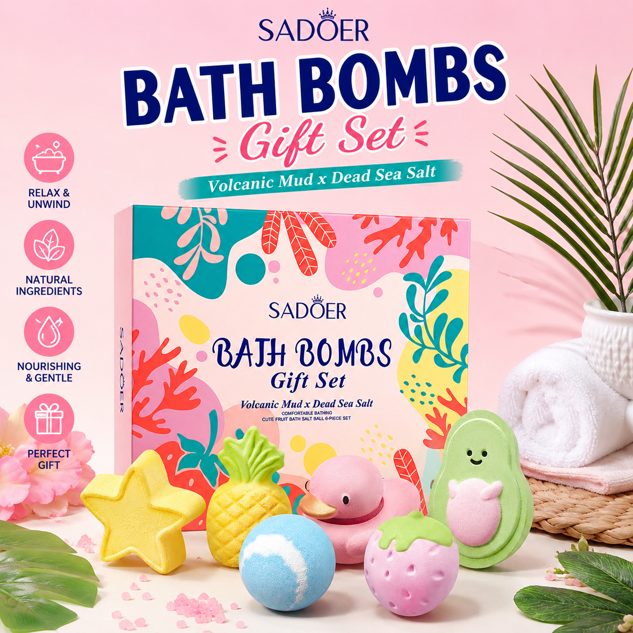 Bath Bombs Gift Set - Volcanic Mud & Dead Sea Salt | 6 Pcs