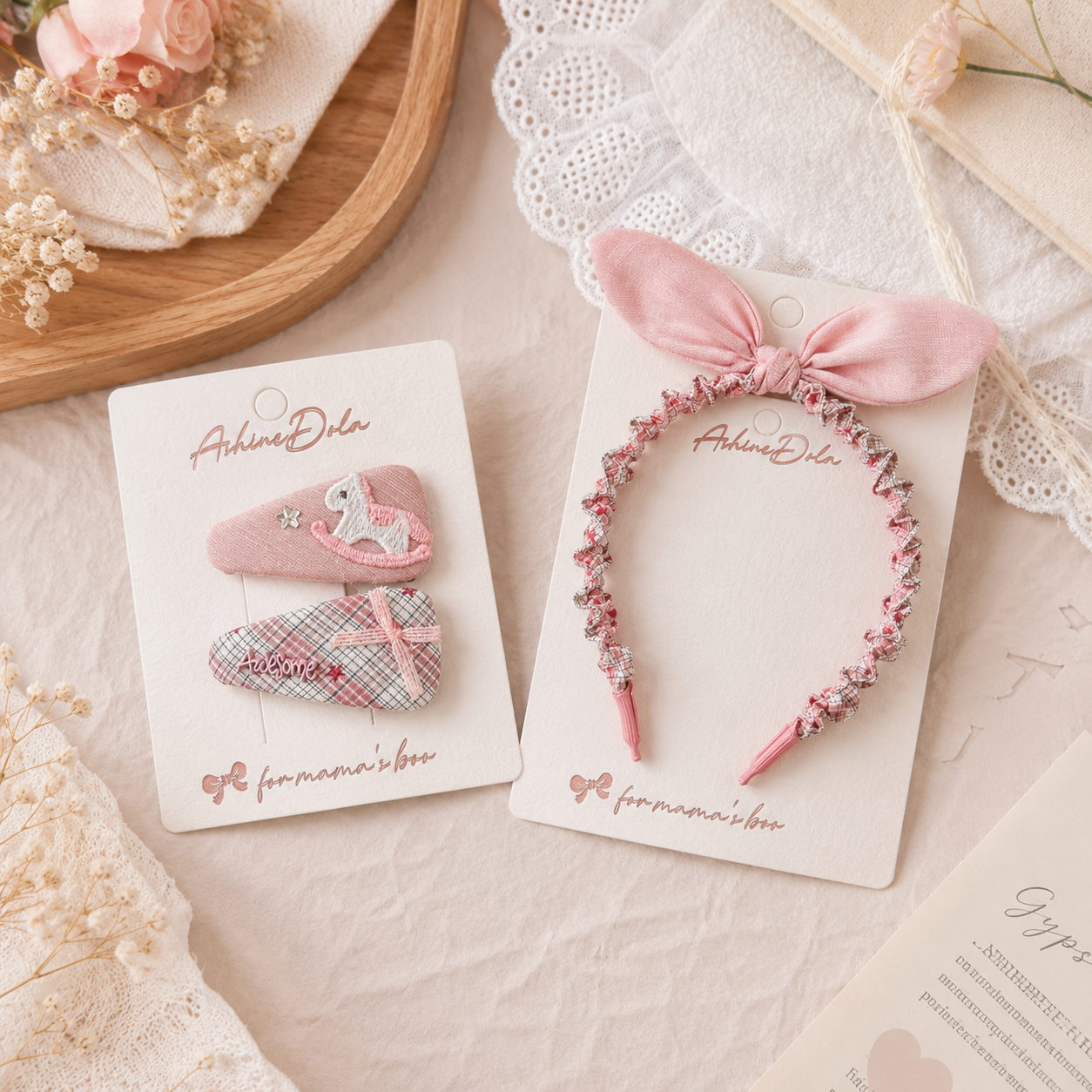 Pink Bunny Hair Accessories Set