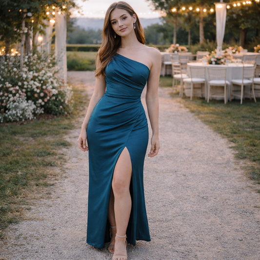 Teal One-Shoulder Evening Dress Size M
