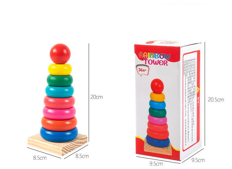 Wooden Rainbow Stacking Tower for Kids | 36 Months+
