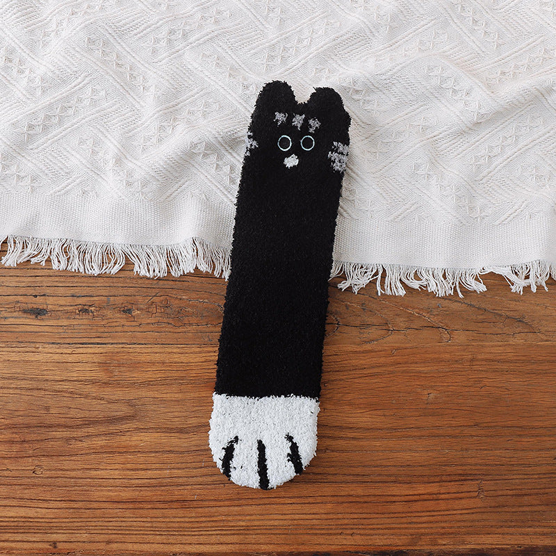 Winter Warm Plush Socks Cat Paw Design 35-40