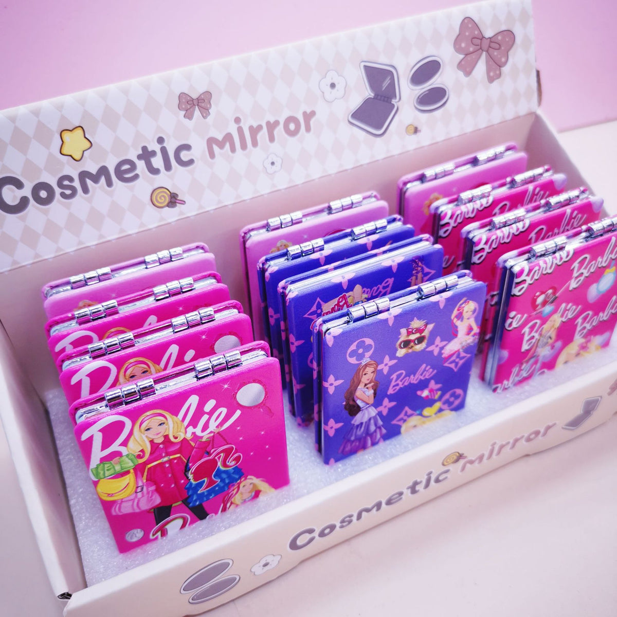 Barbie Pocket Compact Mirror – Assorted Designs 3colors| Size 8.5×6cm
