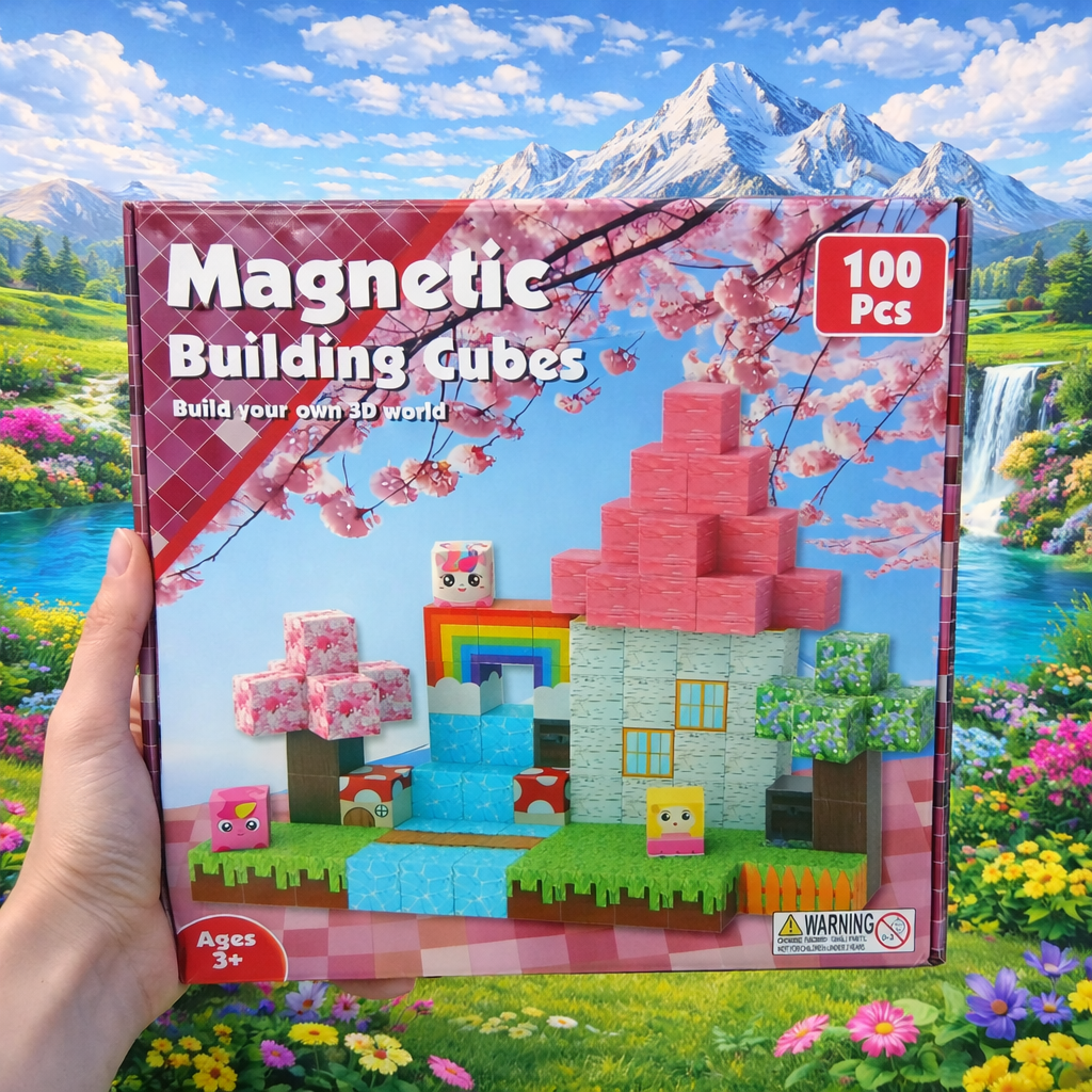 Magnetic Building Cubes Set – 100 Pieces | Ages 3+