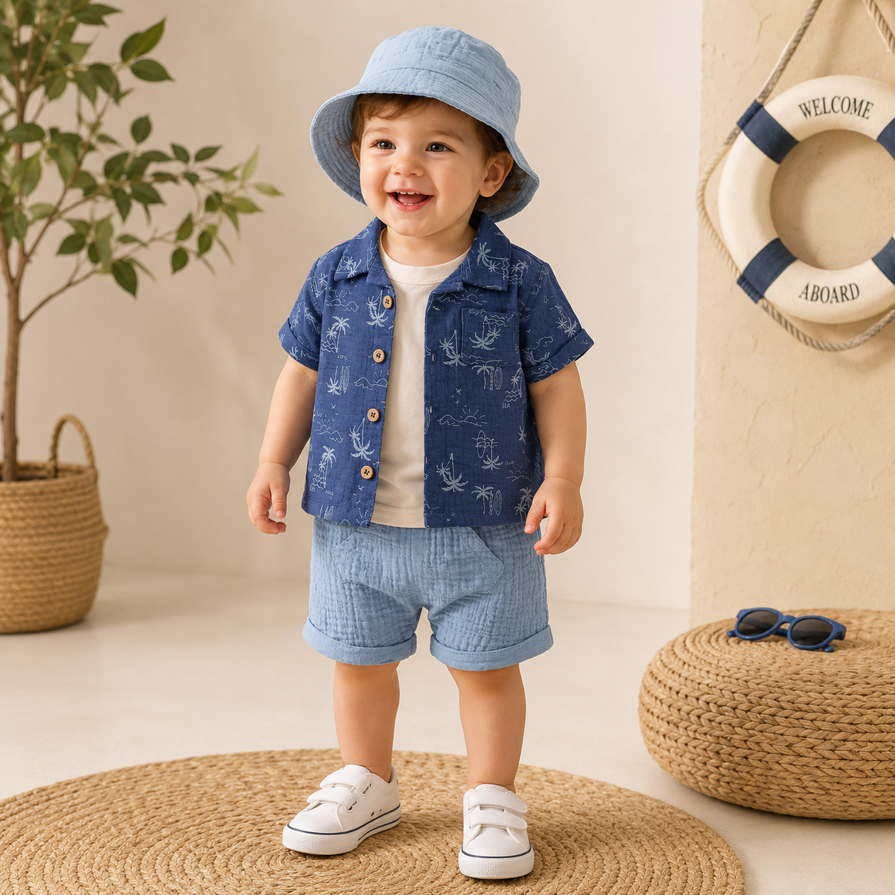 Baby Boy Summer Outfit Set 5pcs | Size 0-9M