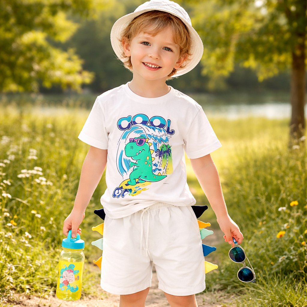 Boys Cotton Dinosaur – Soft Summer Outfit (5-6Y)