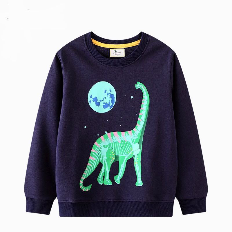 Neon Cotton 100% Sweater Long Sleeve With Dinosaur Design