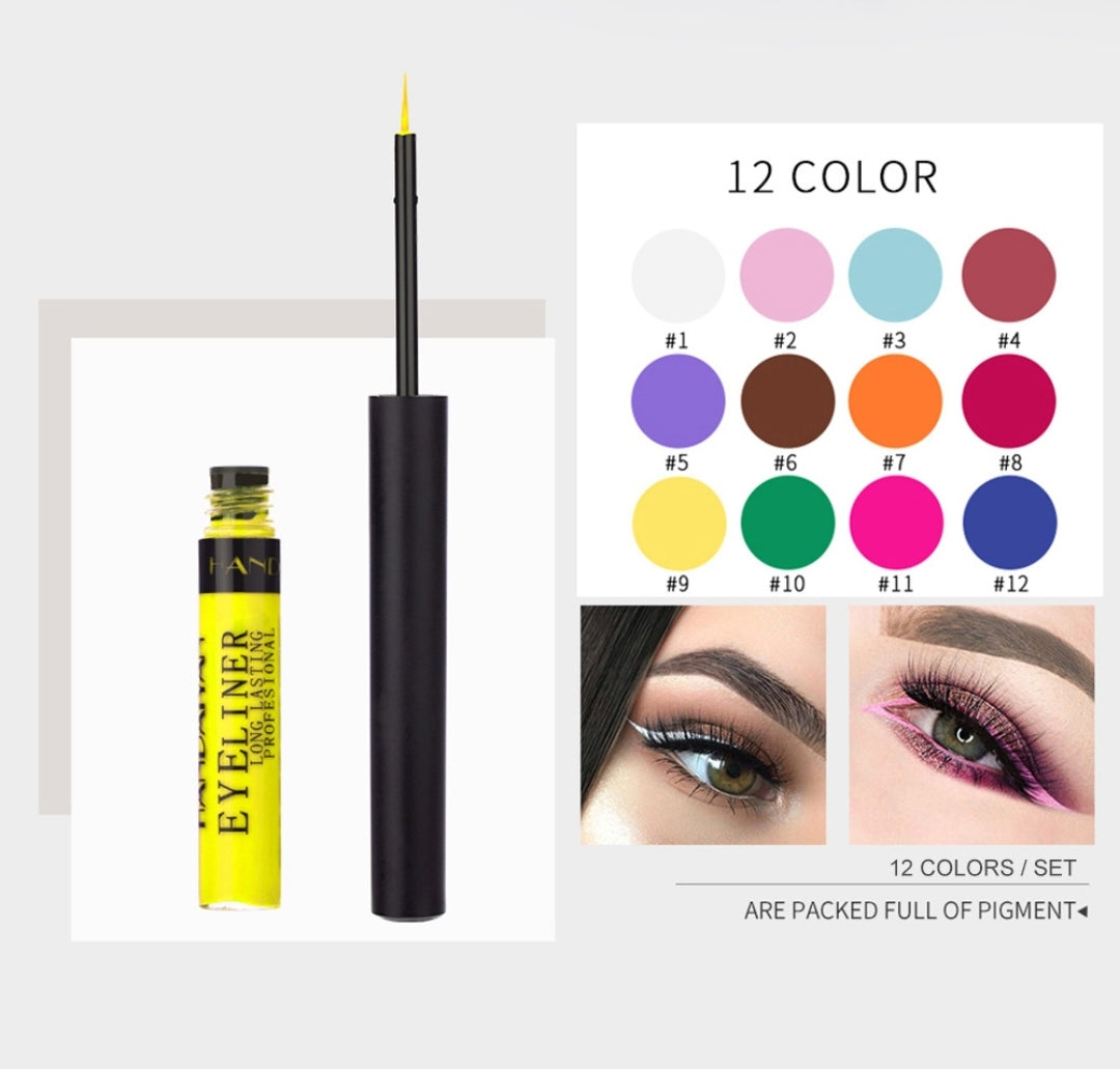 12 Color Liquid Eyeliner Set, Waterproof Long Lasting Quick Dry