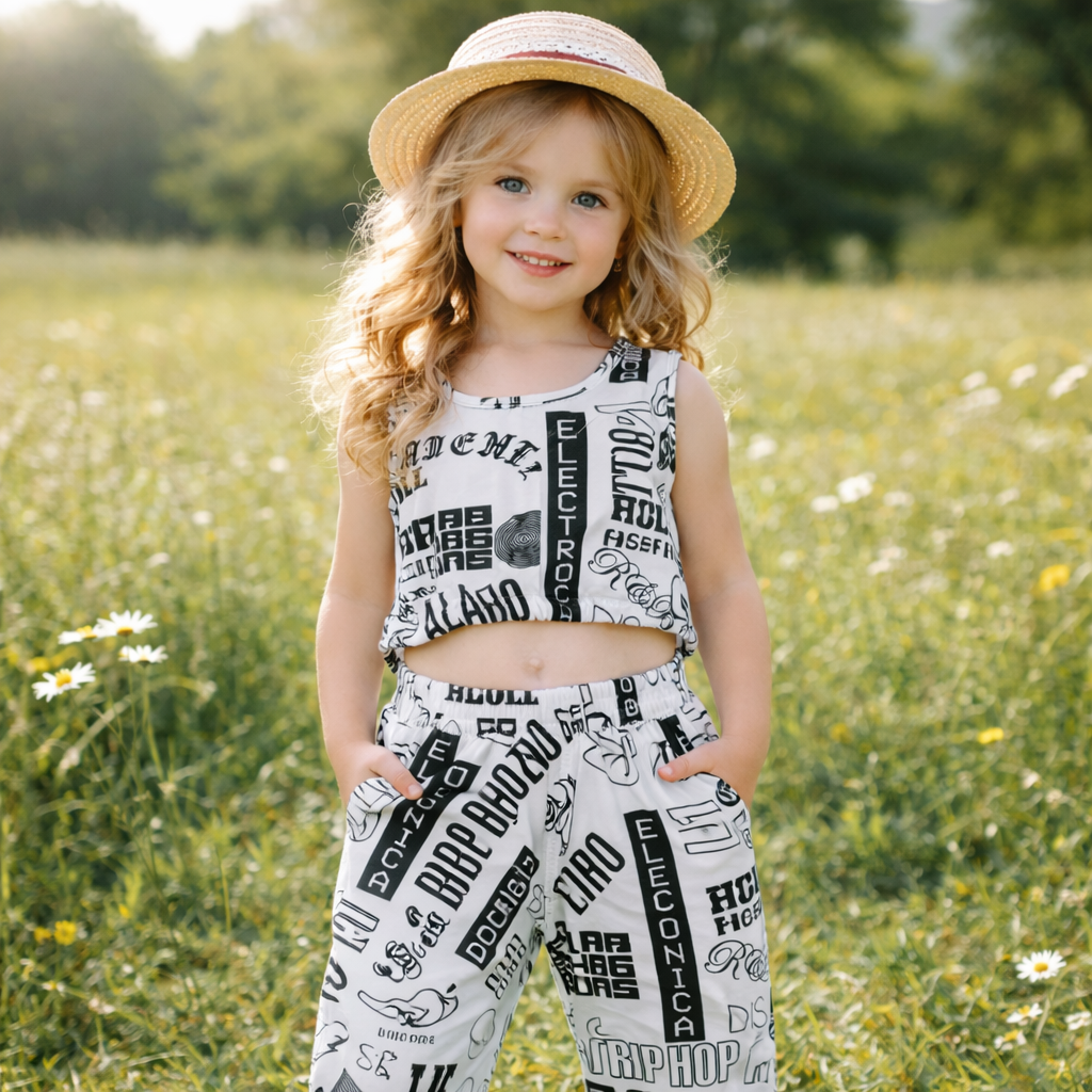 Girls Cotton Music Design – Soft Summer Outfit (4–8Y)