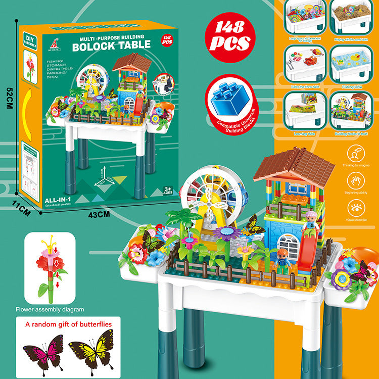 Block Table Multi-Purpose Building Toy 148 Pcs