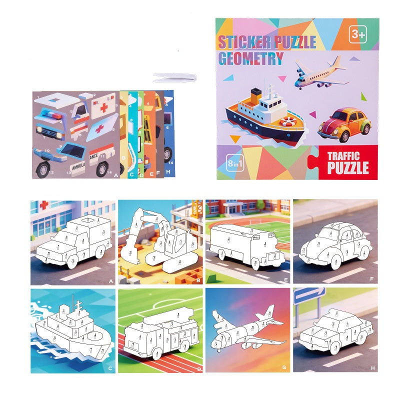 Geometric Sticker Puzzle Set for Kids | Ages 3+