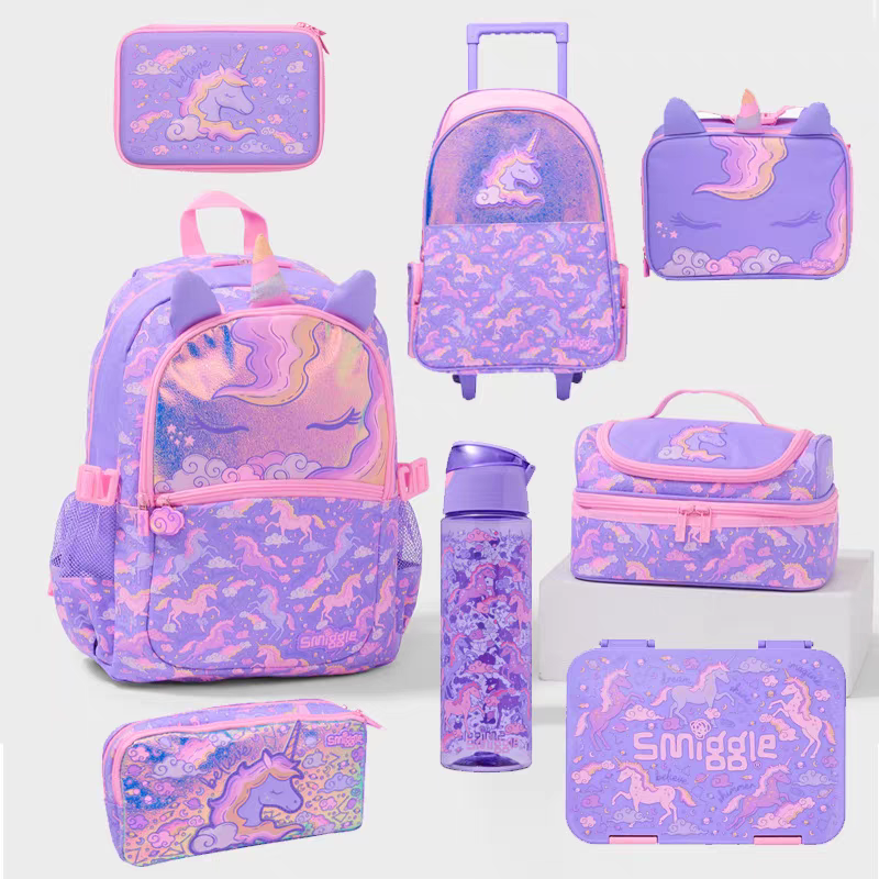 Smiggle Unicorn Design 3pcs Set Backpack 42cm Case Bottle