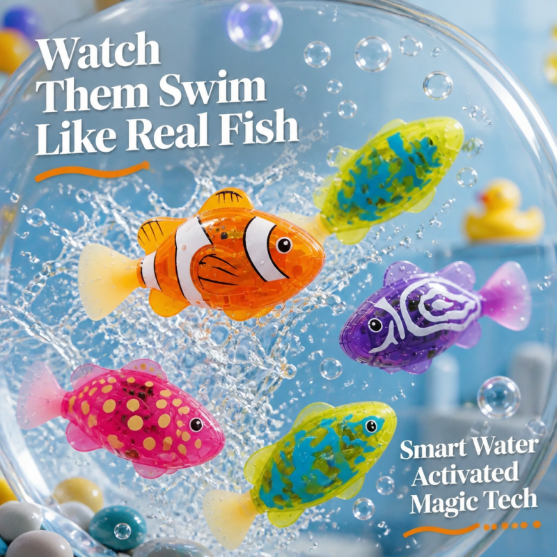 Electric Swimming Fish Set – 4 Colorful Water-Activated Fish Toys | 3+
