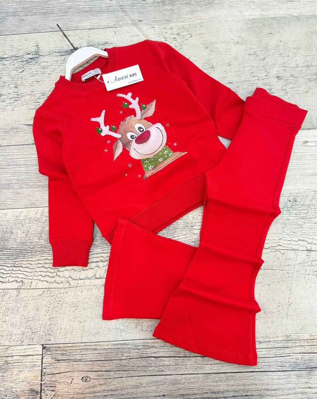 Christmas Warm Outfit Deer Design Size 3-10y