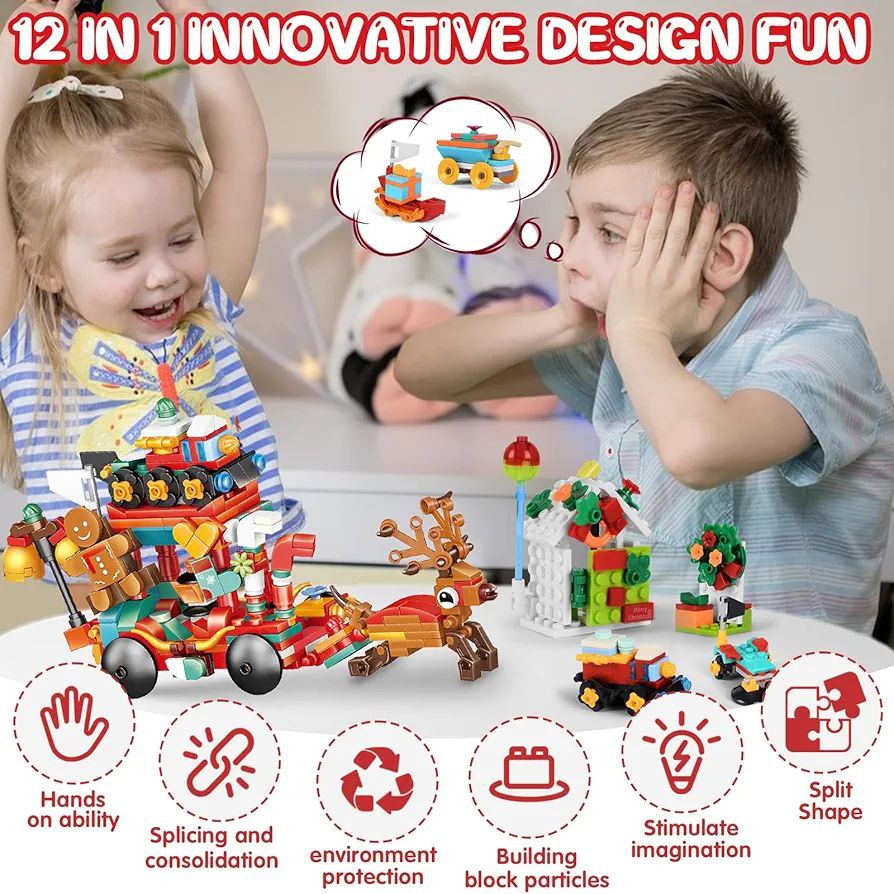 Merry Christmas Small Building Blocks Toy 12 pcs Box