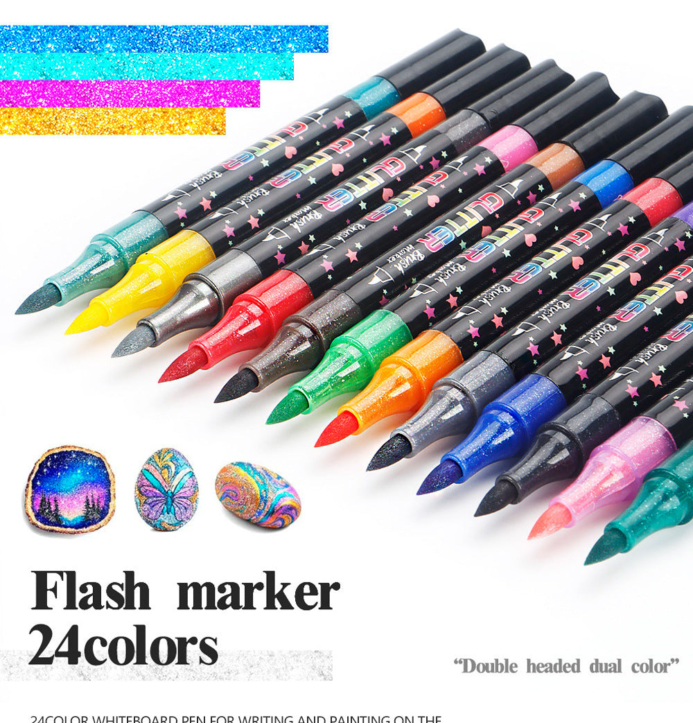 Glitter Brush Marker Set – 12pcs/24 Colors & 24pcs/48 Colors