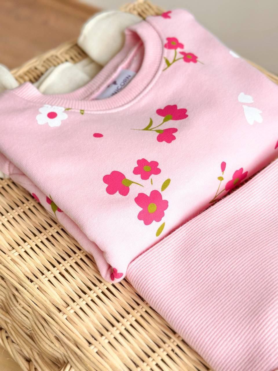 Outfit Cotton Flower Design Set Of 2 Pcs Size 2-8y