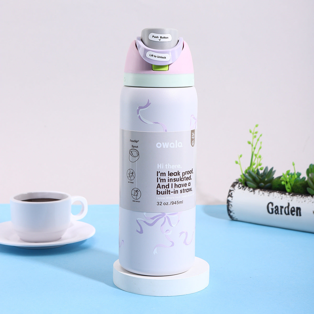 Owala Bottle Stainless Steel Free Sip Leak-proof | Pink Or Purple Ribbon 710ml-950ml
